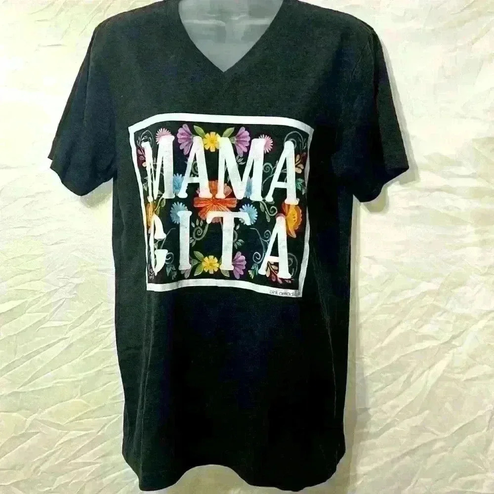 Pink Armadillos “mama-cita” V-neck‎ Tee Size Medium